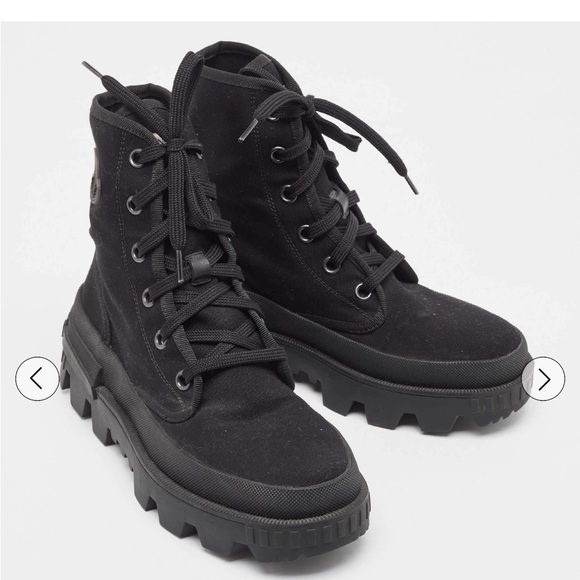 Moncler Black Canvas Pyla Ankle Boots Size 37 - Picture 3 of 7